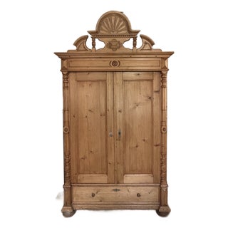 Antique German Pine Armoire For Sale