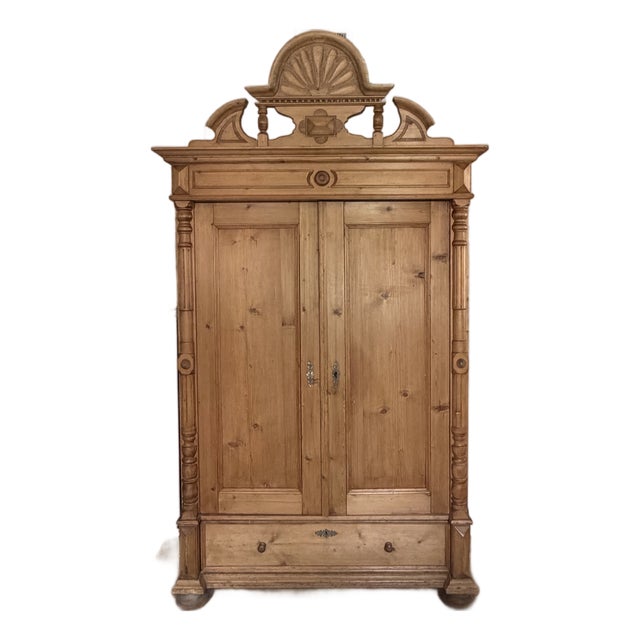 Antique German Pine Armoire For Sale