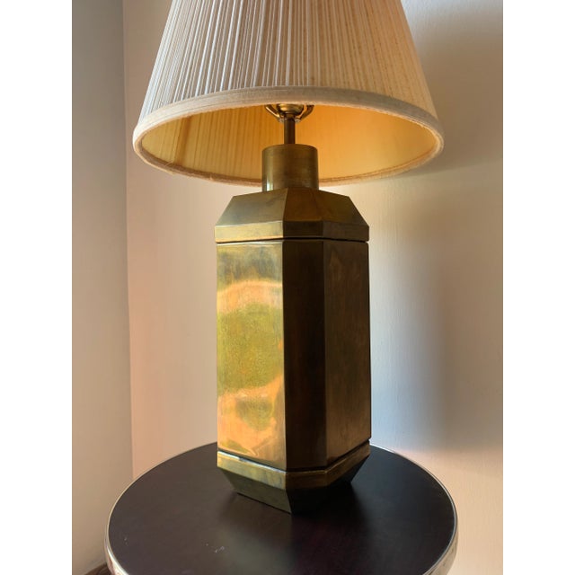 1976 Octagonal Brass Chapman Table Lamp For Sale In Milwaukee - Image 6 of 9