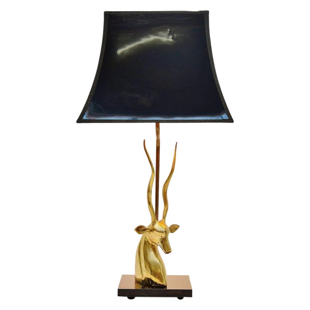 Deer Head Table Lamp in Brass, France, 1975 For Sale