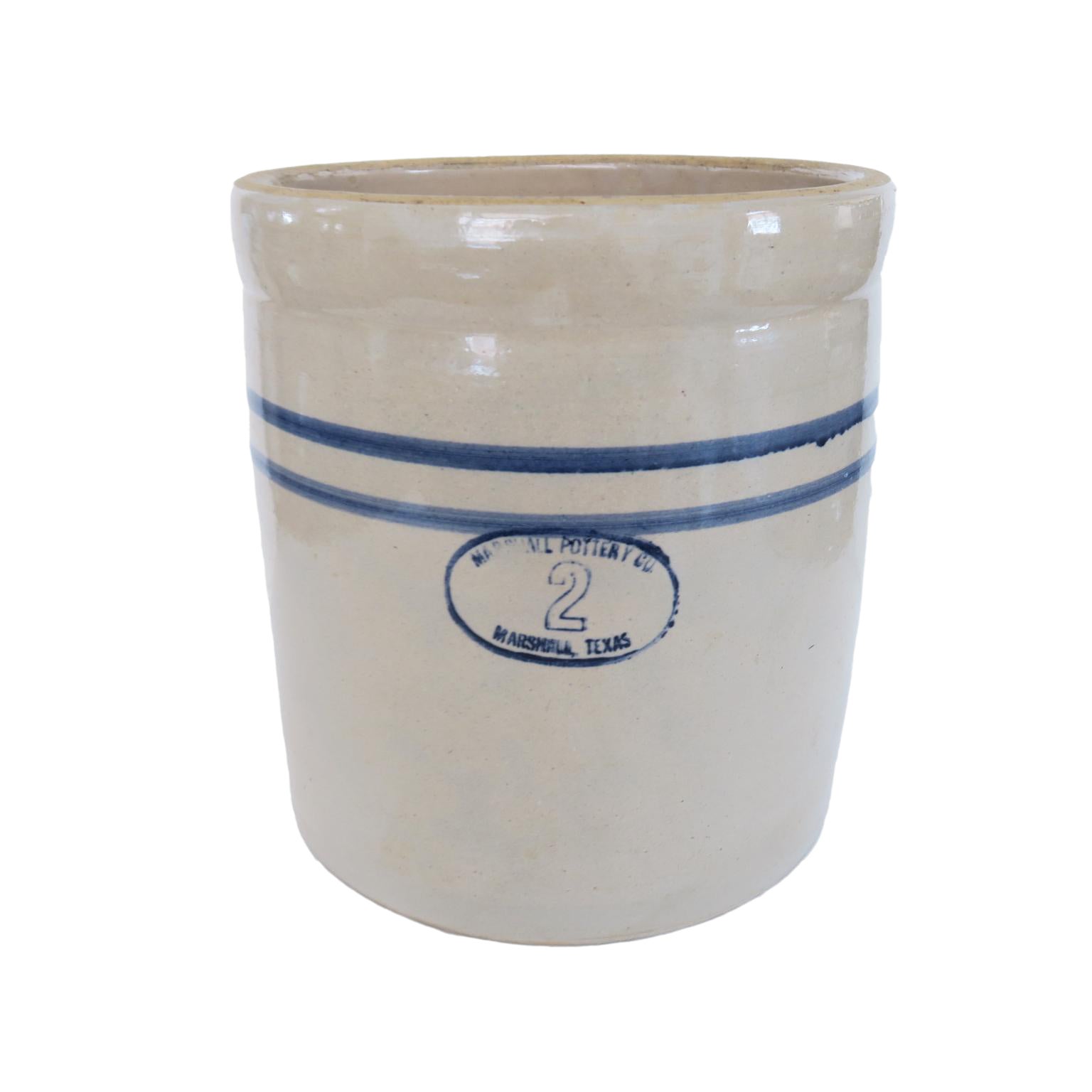 Antique Marshall Pottery 2 Gallon Stoneware Pottery White and Blue