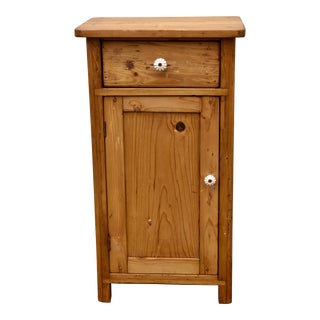 Pine Nightstand With One Door and One Drawer For Sale
