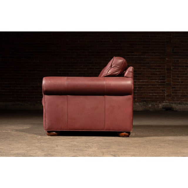 Late 20th Century Red Leather Armchair With Ottoman For Sale In Chicago - Image 6 of 18