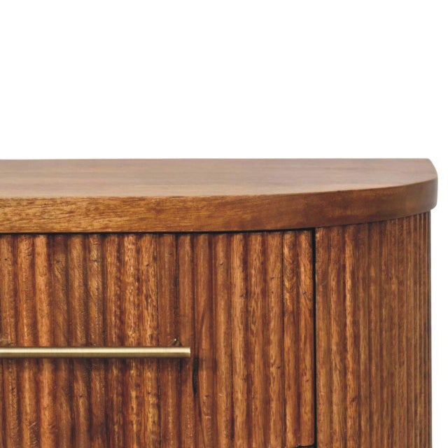Wood Amber Oak-Finish Mango Wood Ribbed Nightstand For Sale - Image 7 of 8