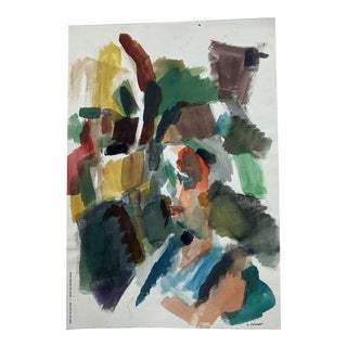 1960’s Original Anthony Ferrara Abstract Watercolor Painting Signed For Sale