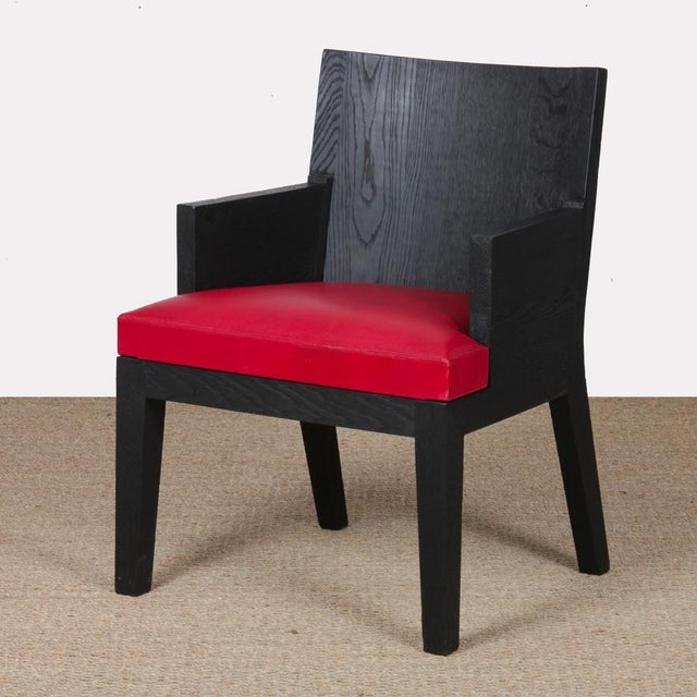 Wood Stall Model Armchair in Leather by Christian Liaigre, 1990 For Sale - Image 7 of 7