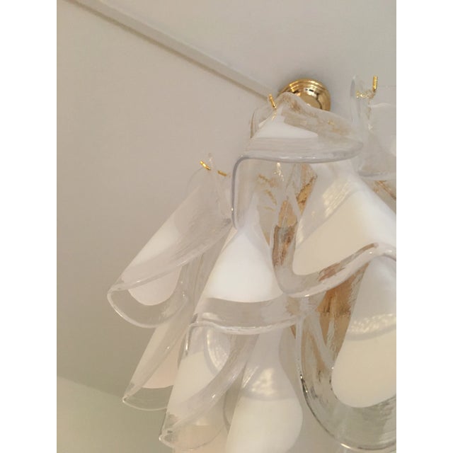 2000 - 2009 Italian White Murano Glass Sputnik Metal Frame Chandelier For Sale - Image 5 of 13