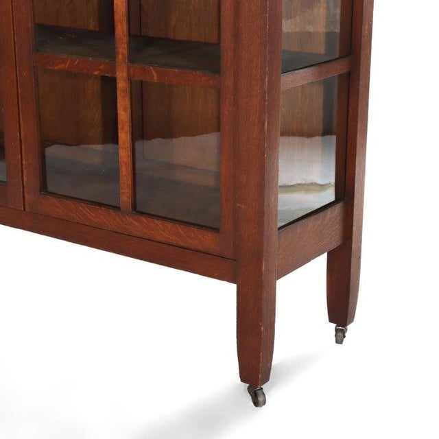 Arts & Crafts Antique Arts & Crafts Mission Oak 2-Door Bookcase After Stickley C1920 For Sale - Image 3 of 18