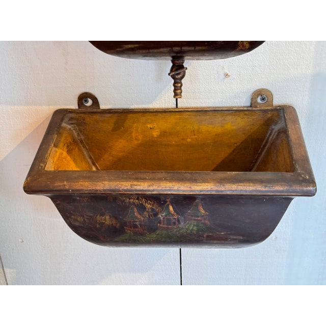 1920s Tole Painted Wall Lavabo With Chinoiserie Decoration For Sale - Image 9 of 12