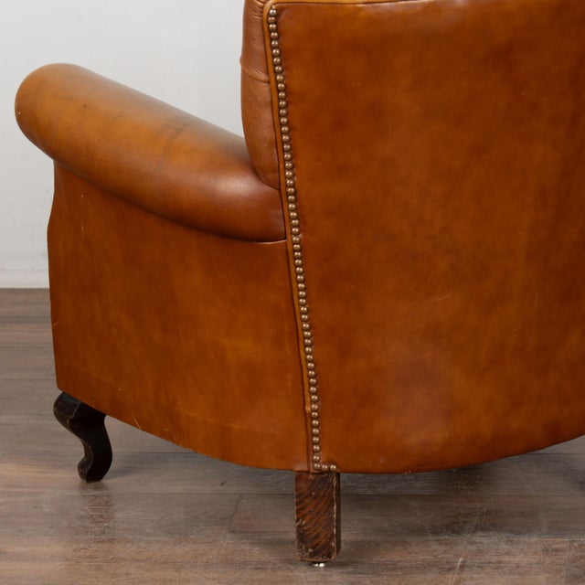 Pair, 20th Century Vintage Brown Leather Chesterfield Club Chairs For Sale - Image 14 of 15