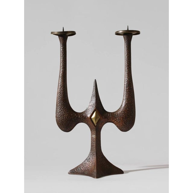Brutalist Sculptural Bronze Candleholder, 1970s For Sale - Image 6 of 6