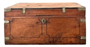 Vintage Campaign Wood Box With Brass Detail