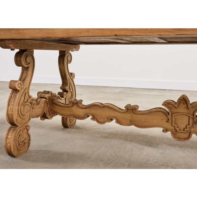 19th C. Spanish Baroque Bleached Oak Farmhouse Dining Table For Sale - Image 11 of 18