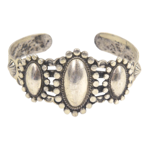 Southwestern Native American Fred Harvey Era Style Sterling Silver Cuff Bracelet