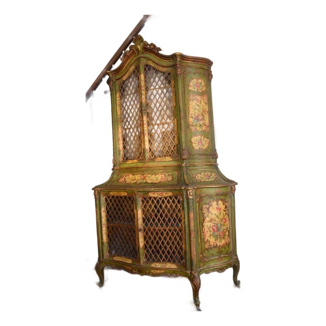 18th Century Venetian Rococo Painted and Decorated Cabinet For Sale