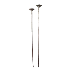 18th Century Indo-Portuguese Baroque Silver Processional Candlesticks - a Pair