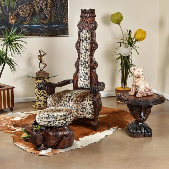 Restored Witco Tiki Carved Wood Frog Ottoman Toad Stool For Sale - Image 10 of 13