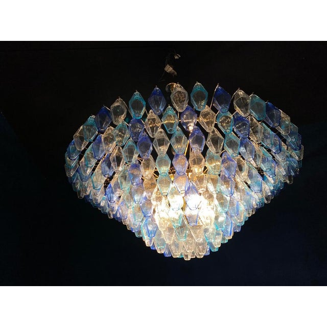 Sapphire Color Poliedri Murano Glass Ceiling Light or Chandelier For Sale - Image 13 of 18