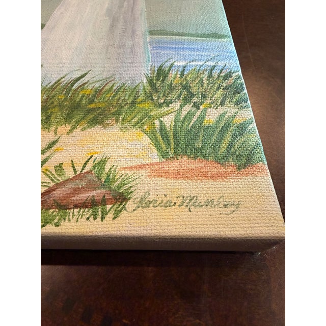 Coastal Vintage Original Signed 9” X 12” Painting on Canvas For Sale - Image 3 of 8