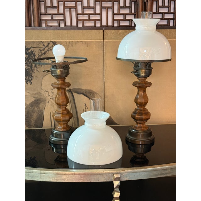 Vintage Oil-Lamp Style Table Lamps, Pair For Sale In San Francisco - Image 6 of 12
