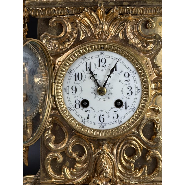 Metal French Louis XV Revival Mantel Clock by AD Mougin, Late 19th Century For Sale - Image 7 of 18