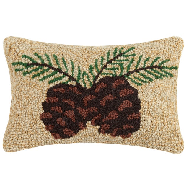 Contemporary Pine Cone Hook Pillow, 8" x 12" For Sale - Image 3 of 3