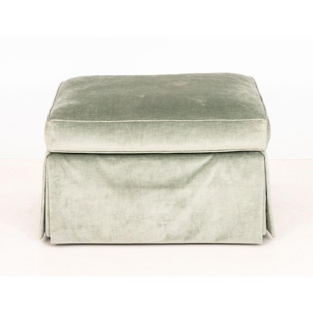 Baker Gray Velvet Upholstered Chairs and Ottoman For Sale - Image 11 of 12