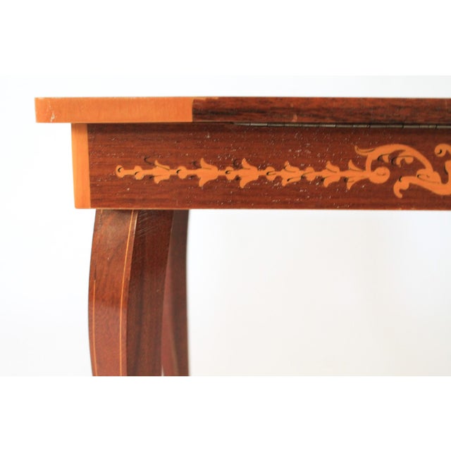 Vintage Italian Marquetry Musical Jewelry Box Side Table For Sale - Image 9 of 12