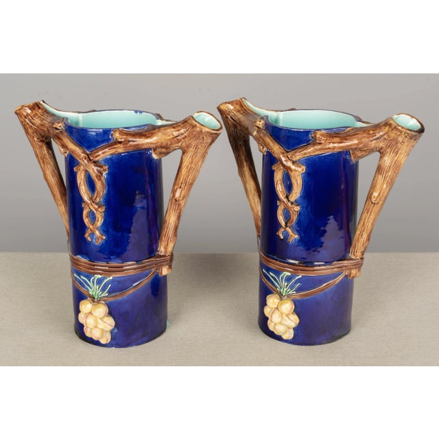 1920s French Majolica Pitchers or Vases - a Pair For Sale In Orlando - Image 6 of 10