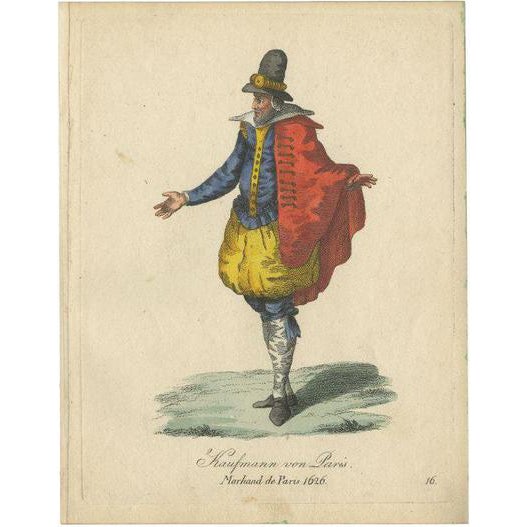 Merchant from Paris, France, 1805, Engraving on Paper For Sale