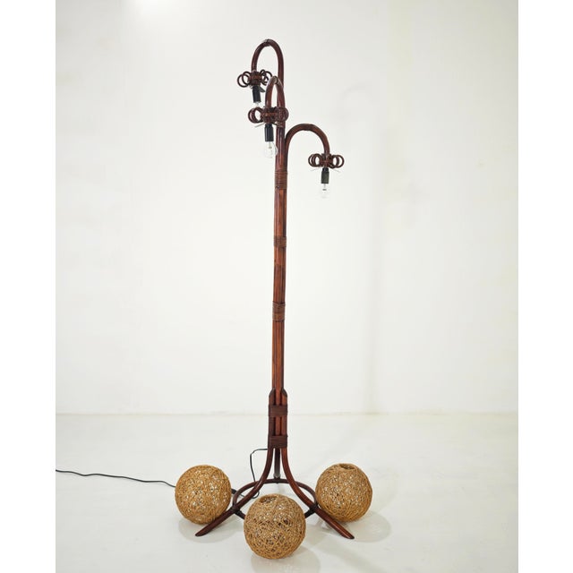 Mid-Century Modern Floor Lamp in Bamboo, Rattan and Rope, Italy, 1960s For Sale - Image 12 of 18