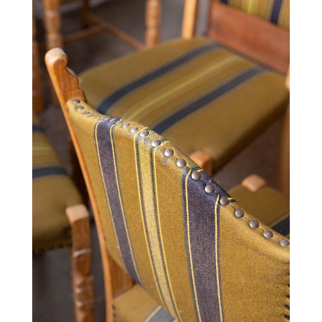 Set of Six Danish Modern Oak and Wool Dining Chairs in the Manner of Henning Kjærnulf, 1970s For Sale - Image 9 of 17