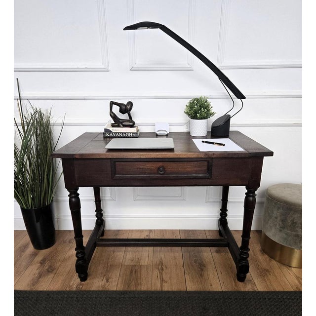 Rustic Antique Italian Walnut Desk, 1890s For Sale - Image 3 of 11