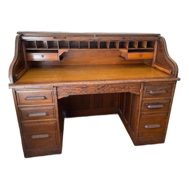 Antique Beautiful Antique Roll Top Desk For Sale