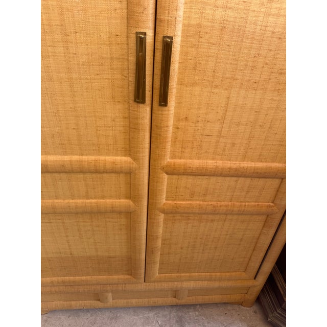 1980s 1970s Custom Built Large Raffia Armoire For Sale - Image 5 of 7