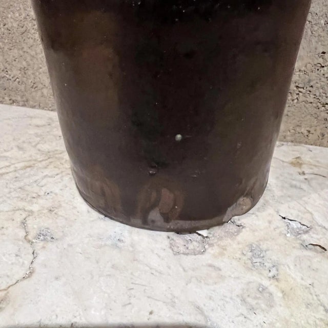 AMBIANIC presents Vintage Pottery Dark Brown Ceramic Vase 10.38 H x 4.5 Diameter Original vintage, nicks chipping present,...