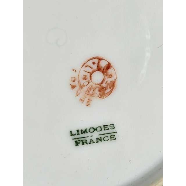 Antique William Guerin & Co. Limoges France Porcelain Saucer Celeste Teal & Encrusted Gold c.1891-1932 For Sale - Image 12 of 18