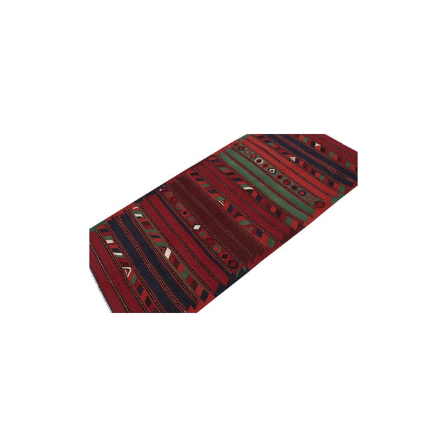 Rug & Kilim Vintage Persian Bidjar Kilim in Red, Blue and Green Geometric Patterns by Rug & Kilim For Sale - Image 4 of 7