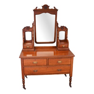 Antique Art Nouveau Edwardian Dressing Table in Mahogany, 1900 For Sale