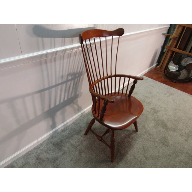 Item: 85763 Duckloe solid cherry fan back arm chair. Age: 1980's. Details: Fan back. Condition: Very clean excellent...