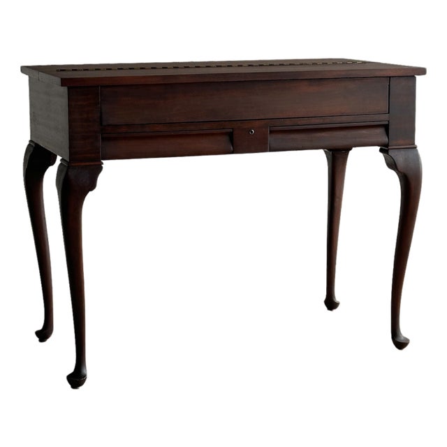 Antique Mahogany Lift-Top Writing Desk Console Table For Sale