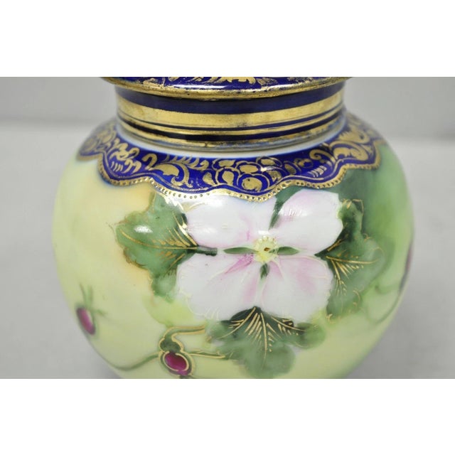 Antique I &Ec Co Japan Hand Painted Porcelain Cobalt Blue Covered Ginger Jar For Sale - Image 10 of 16