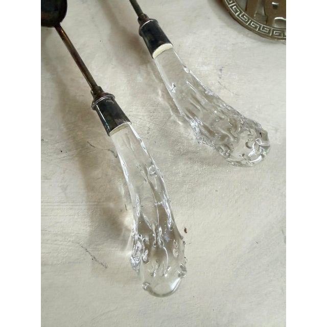 Vintage Silver Plate Serving Set With Art Lucite Handles Salad Servers For Sale In Chicago - Image 6 of 12