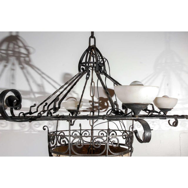 Alabaster French Iron and Alabaster Fixture For Sale - Image 8 of 10