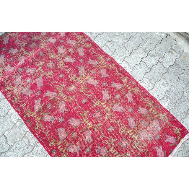 Vintage Red Floral Rug For Sale - Image 4 of 11