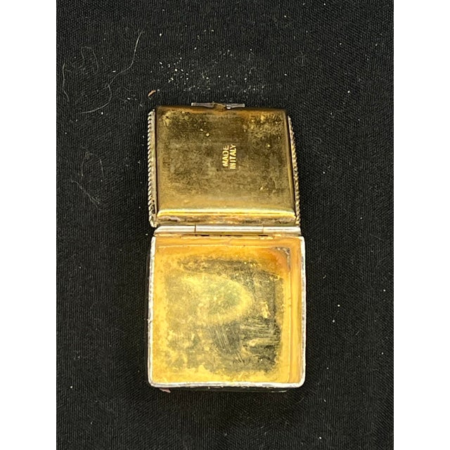Vintage Italian Gilt Brass Square Micro Mosaic Pill Box - Floral Motifs For Sale - Image 4 of 10