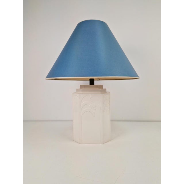White Ceramic Palm Tree Table Lamp in the style of Serge Roche, 1970s For Sale - Image 3 of 14