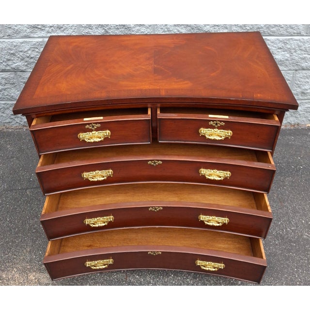 Mid 20th Century Federal Style Recessed Front Mahogany Five-Drawer Chest For Sale In Washington DC - Image 6 of 18