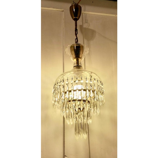 Glass Large French Waterfall Crystal Chandelier, 1920s For Sale - Image 7 of 9
