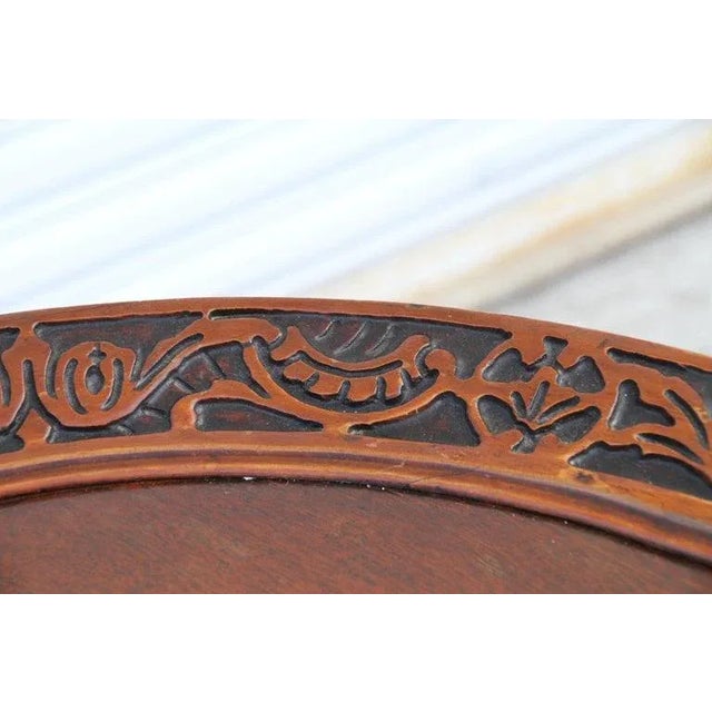 Wood Traditional Vintage Mahogany Carved Pie Crust Accent Table For Sale - Image 7 of 10
